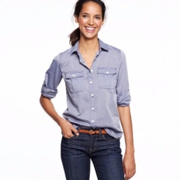 J. Crew Factory Tops - J. Crew The Perfect Shirt in Lightweight Chambray